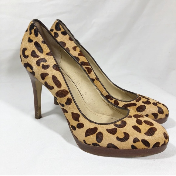 leopard pony hair heels